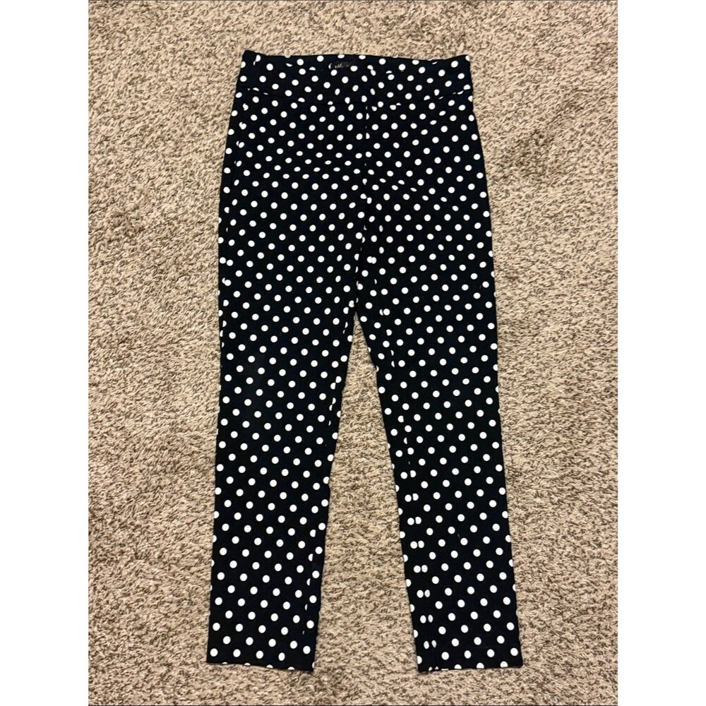 Melissa Paige Pull On Pixie Style Pants Black & White Polka Dot Small